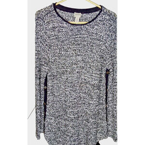 Zenergy by Chicos Womens Size 2 Black White Marled Knit LS Sweater Tunic